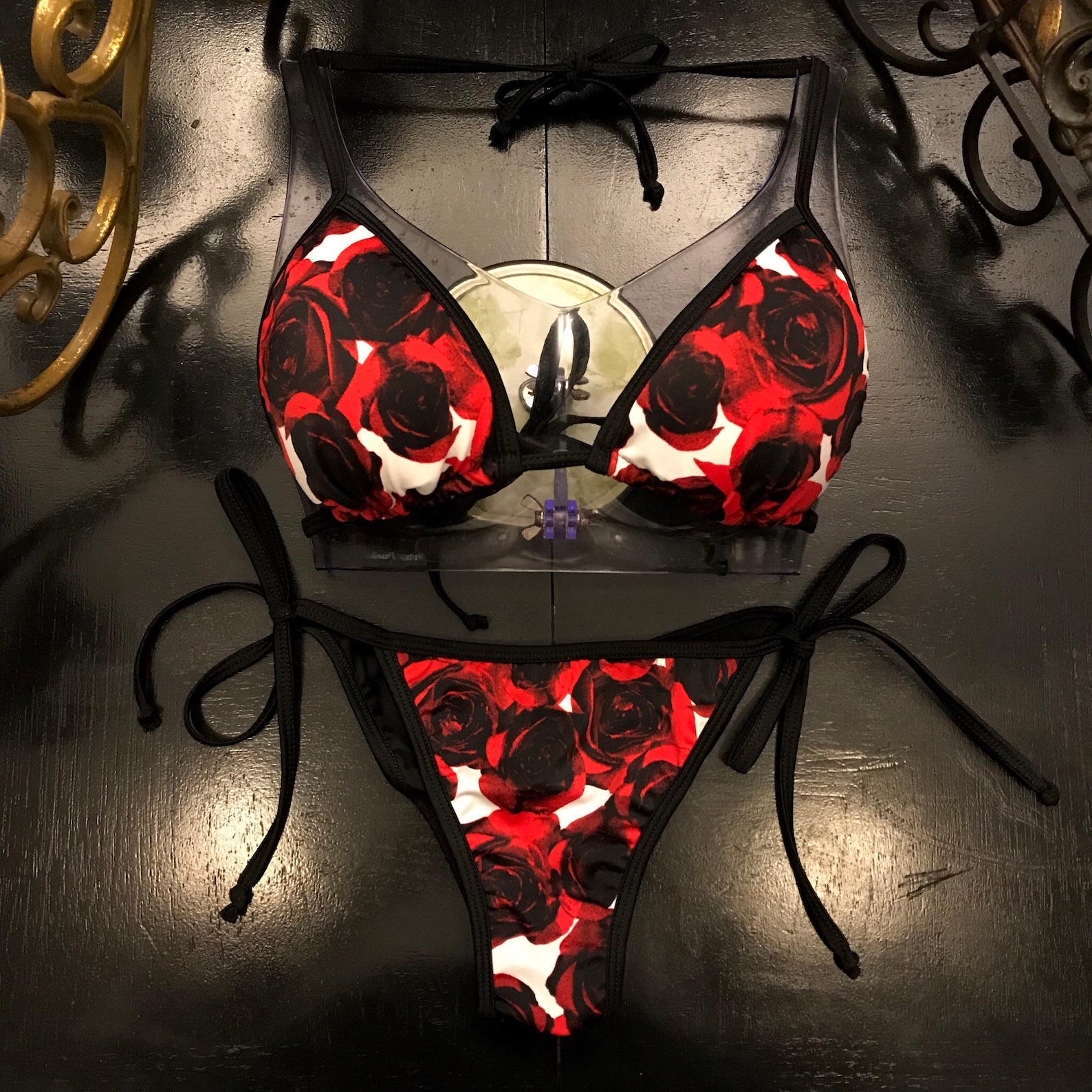 Red Roses String Bikini Pads Included - Etsy