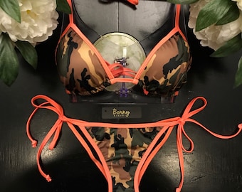 Camo String Bikini - Pads included - Cheeky or Regular coverage