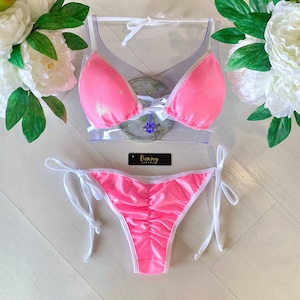 Pink Shimmer String Bikini - Pads included - Cheeky or Regular coverage