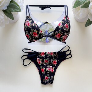 Floral 3-string bikini set - made in USA - Cheeky or Regular coverage