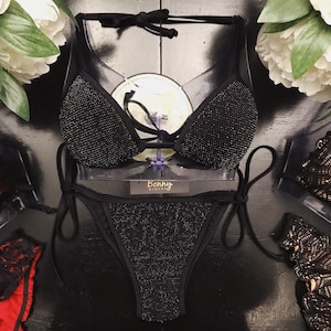 Black / Silver Shimmer String Bikini