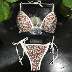 Dainty floral string bikini - made in USA