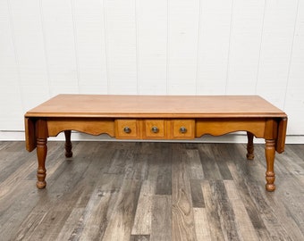 サイドテーブル・ナイトテーブル・ローテーブル Knot antiques BARK COFFEE TABLE 80 Early American Style Vintage Drop Leaf Coffee Table - Mid