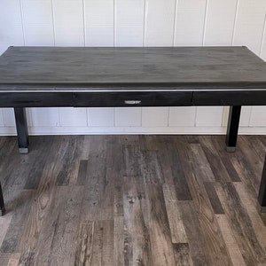 Vintage Metal Office Desk by Yawman and Erbe Manufacturing, Industrial Mid Century Steel Workspace Desk