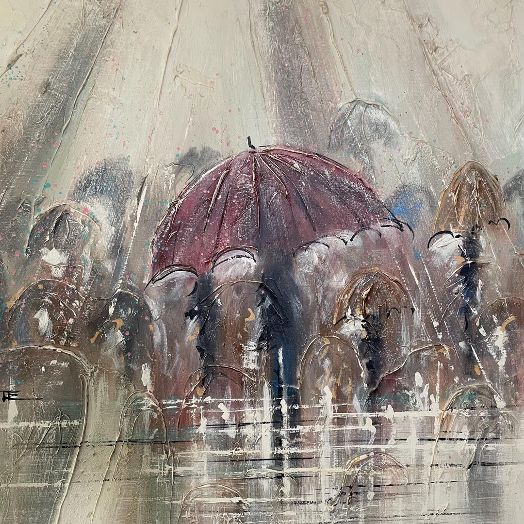 Vintage Ferrante Umbrella Art: Signed Textured Painting, Framed - Etsy