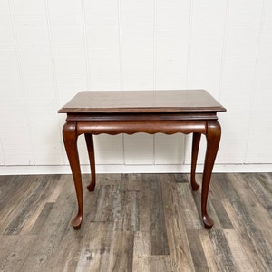 Vintage Tea Table Queen Style with pull outs - Side Table With Two Pull out trays  -  Style side table with curved legs and Scallop skirts.