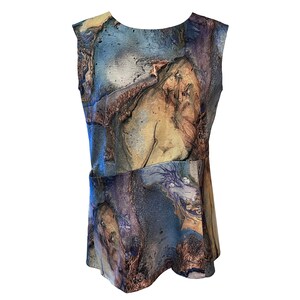 Cotton Sleeveless Galaxy Modern Asymmetrical Pocket Top