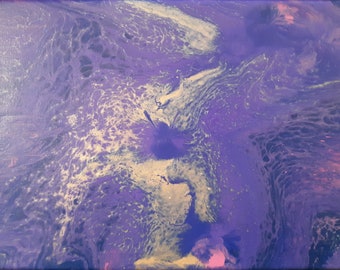 Purple and Gold Fluid Art Canvas – Abstract Metallic Wall Decor