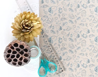 A3 Wrapping Paper Sheet in "Silly Seas" - Brown recycled kraft paper