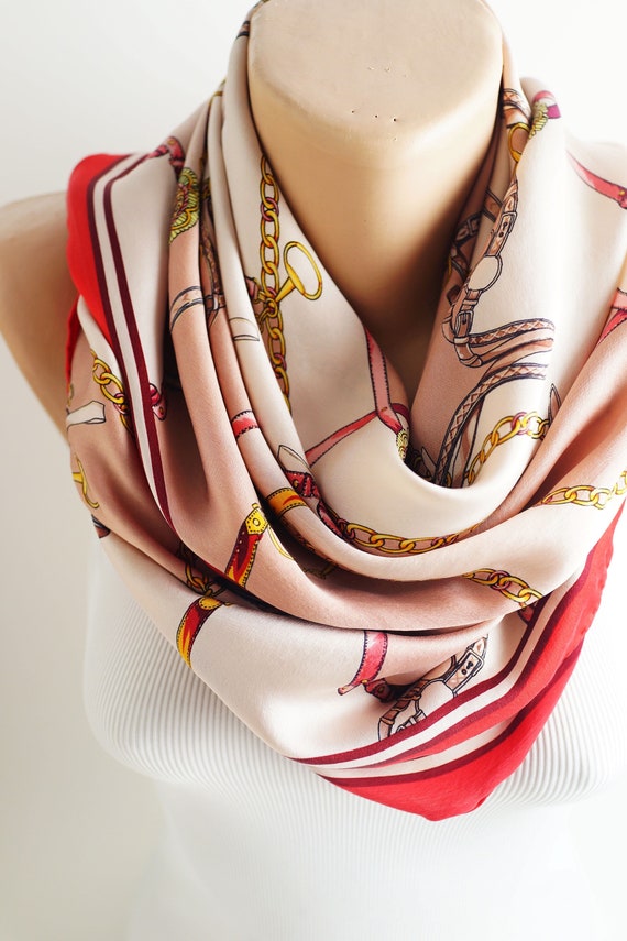 Designer silk scarf, vintage hair scarf, bridesmaid g… Gem