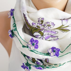 Hand painted antique turkish lace Oya scarf, 70’s yazma yemeni, unique gift for mom