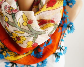 70s hand painted antique turkish hair scarf, lace Oya yazma, coffee table cloth, bridesmaid gifts