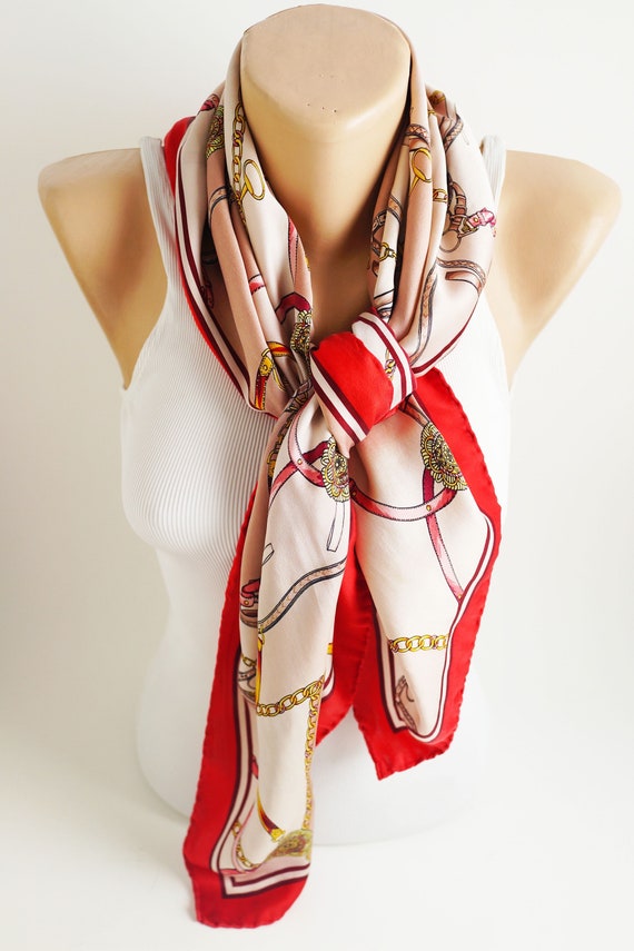 Designer silk scarf, vintage hair scarf, bridesmaid g… Gem