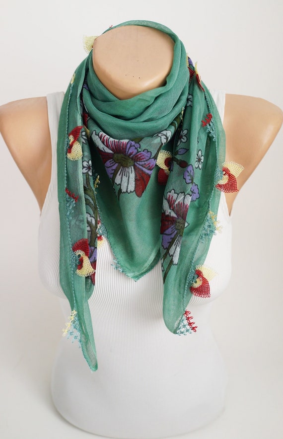 Antique Turkish head scarf, coffee table cloth, l… - image 6