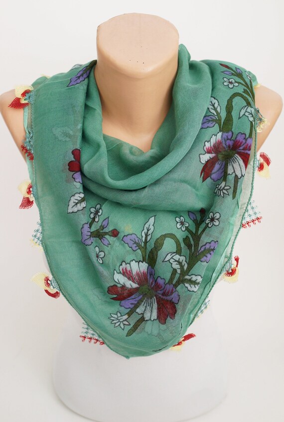 Antique Turkish head scarf, coffee table cloth, l… - image 5