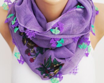 Hand painted antique turkish needle lace Oya scarf, 60’s yazma yemeni, unique gifts
