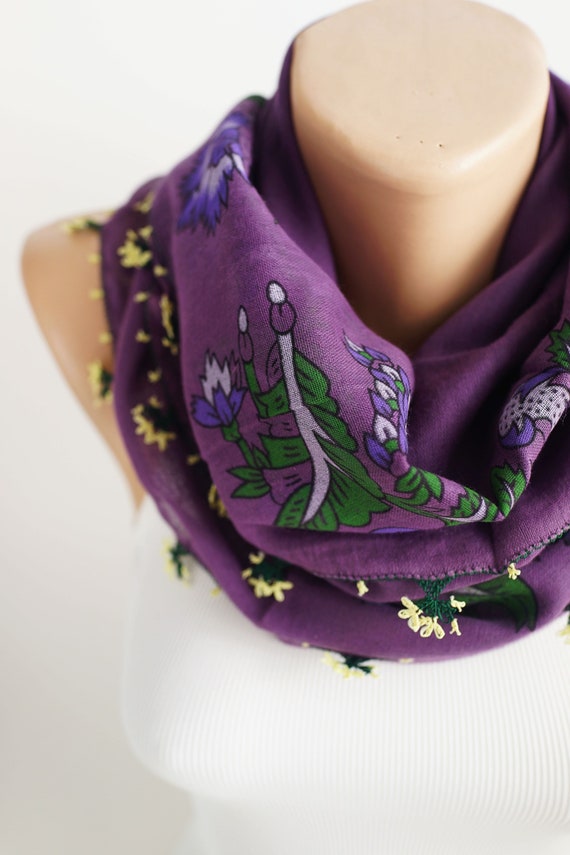 Antique turkish head scarf, needle lace oya yazma… - image 1