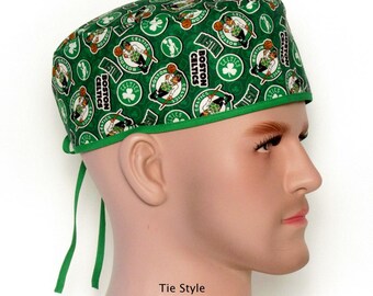 Boston Celtics Men's MEDIUM cotton scrub hat-classic logo's-adjustable closure-OR scrub hat