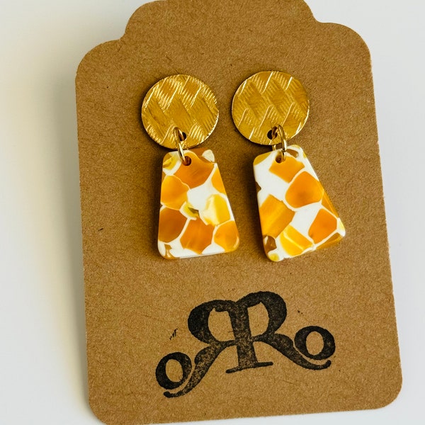 Tiny Goldenrod Mosaic Earrings // Fall Earrings