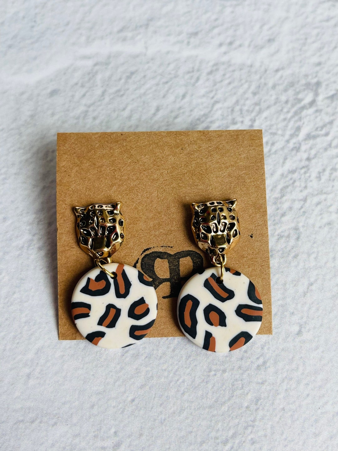 Buy Leopard on Leopard Clay Earrings Leopard Stud Online in India Etsy