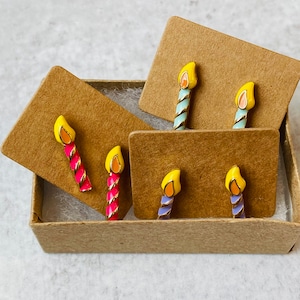 Birthday Candle Stud Earrings // CHOOSE COLOR // One Pair