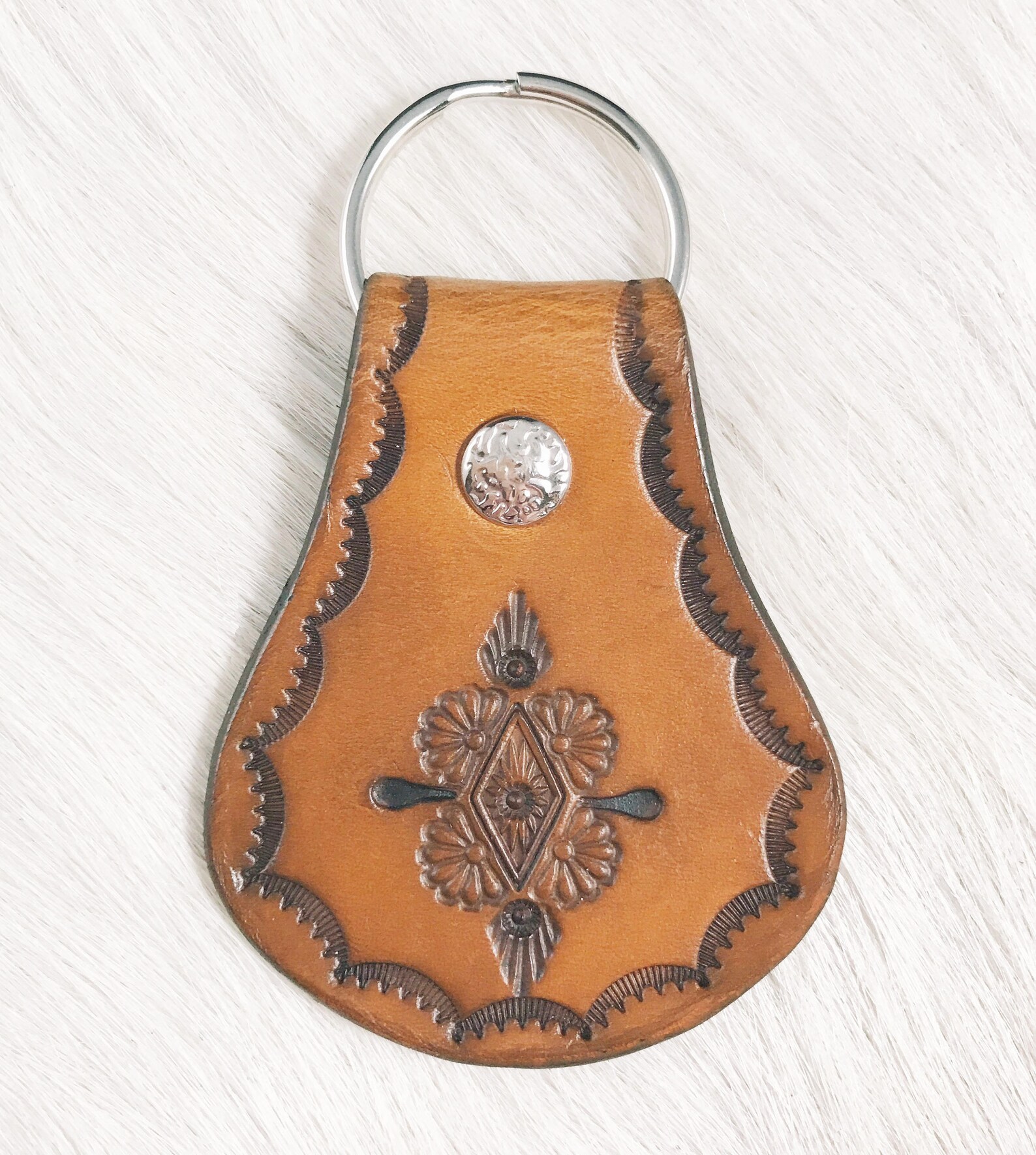 Western Keychain Leather Key Ring Rustic Key Chain Leather Etsy