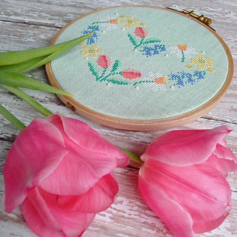 Spring Cross Stitch Pattern Spring Flowers Design Floral Etsy