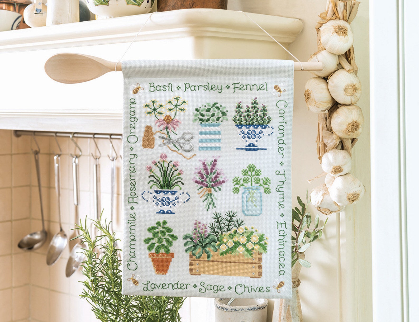 Herb Cross Stitch Pattern Garden Herbs Cross Stitch Design Etsy