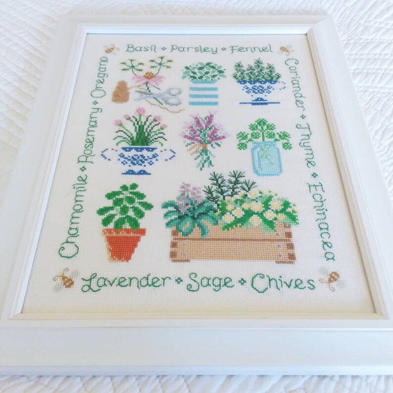 Herb Cross Stitch Pattern Garden Herbs Cross Stitch Design Etsy