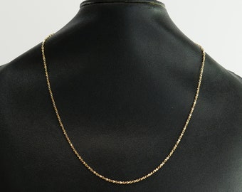 Necklace 10k Gold Vintage 16.5 inches 1mm minimalist delicate - Solid Gold - Fine Jewelry