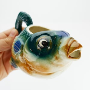 Vintage Koi Fish handvat melkcreamer keramiek