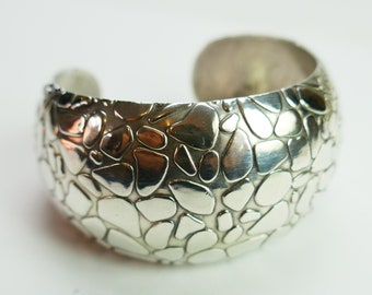 Bracelet manchette vintage en argent sterling 925 avec pavés, Mexique TAXCO