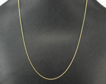 Link Chain Necklace 14k Gold Vintage 18 inches 1mm minimalist delicate - Fine Jewelry - Solid Gold