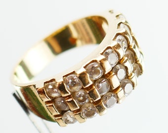 Vintage 10K Gold clear stones cluster Ring 6 3/4 us band
