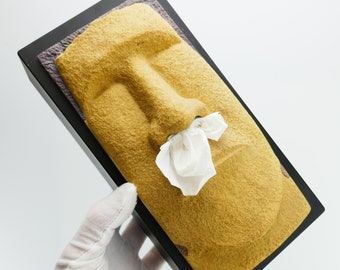 Funny Tissue Box Cover Tiki Rotary Hero Easter Island Moai Stone Face tissue holder dispenser plastic
