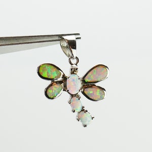 Pendentif insecte libellule en argent sterling 925, fausse pierre irisée