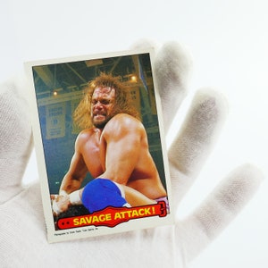 Rare WWF 1985  Savage Attack o-pee-chee Card