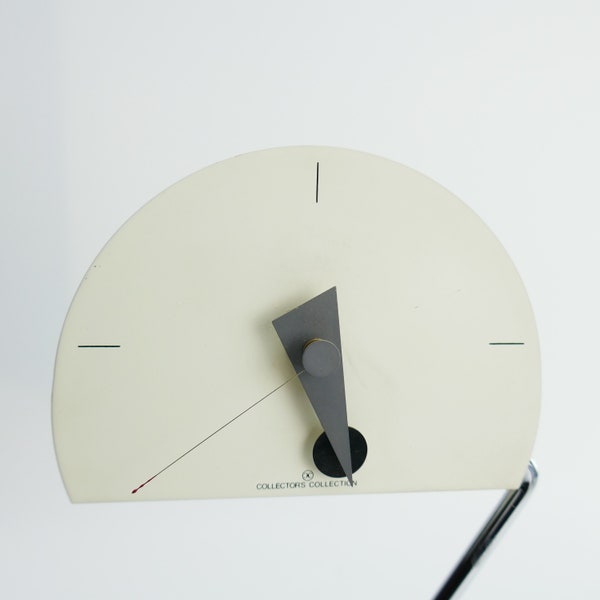 80's Clock Nicolai Canetti Artec Memphis style desk clock on adjustable Z wire frame Post Modern Table