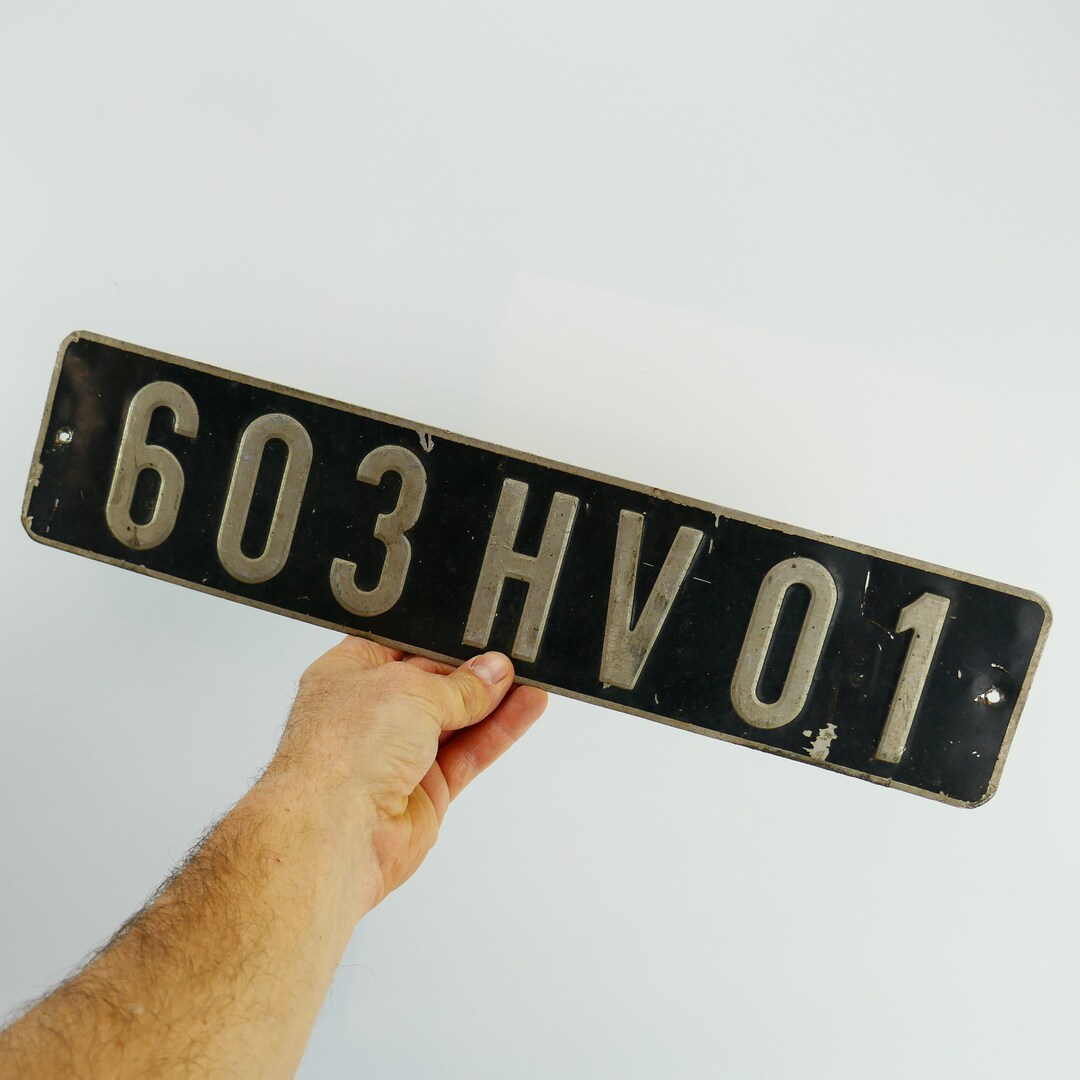 Vintage European or African License 604 HV 01 License Plate ID Wall