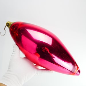 RARE Vintage Oversized Kugel Red Ornament Austria JUMBO Christmas Teardrop