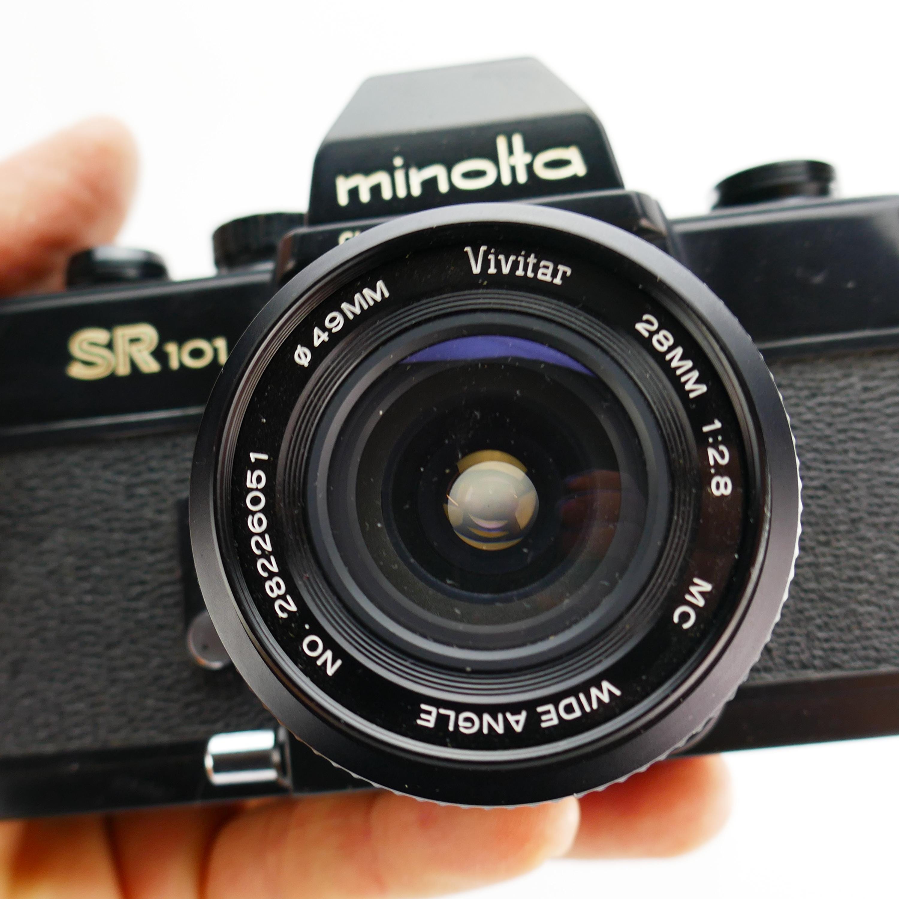 Vintage Minolta SR 101 Lens Vivitar 49mm 28mm 1:2.8 MC 35mm Japan 