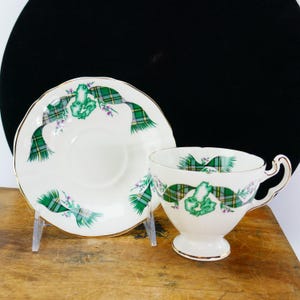 Vintage Royal Adderley &quot;Cape Breton Tartan&quot; Tea Cup & Saucer Fine Bone China ridgeway potteries