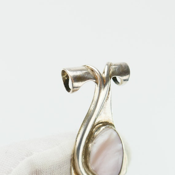 Vintage pink mother pearl teardrop pendant Handma… - image 2