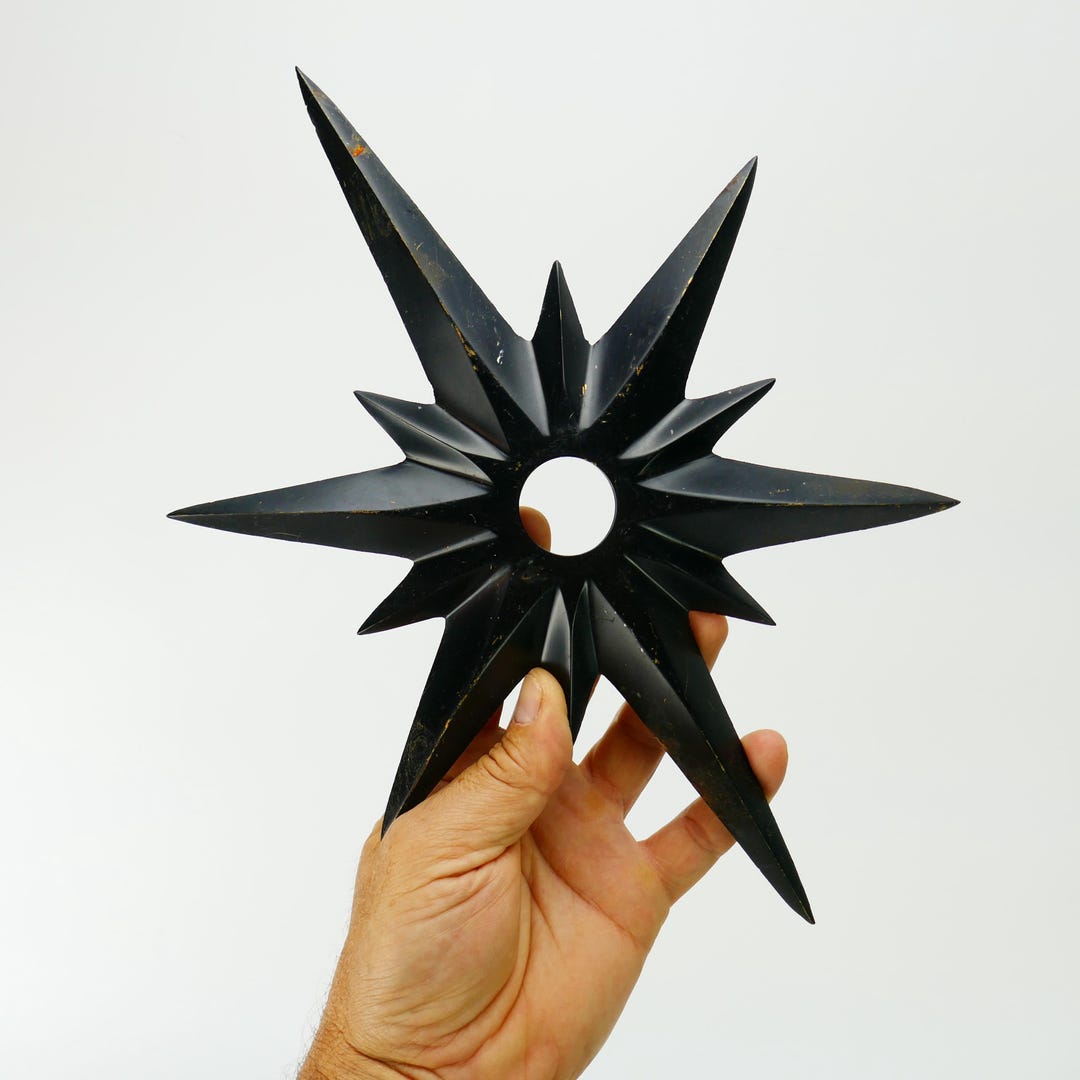 Vintage Large Atomic Black Starburst Plate Door Knob 1950s Mid Century