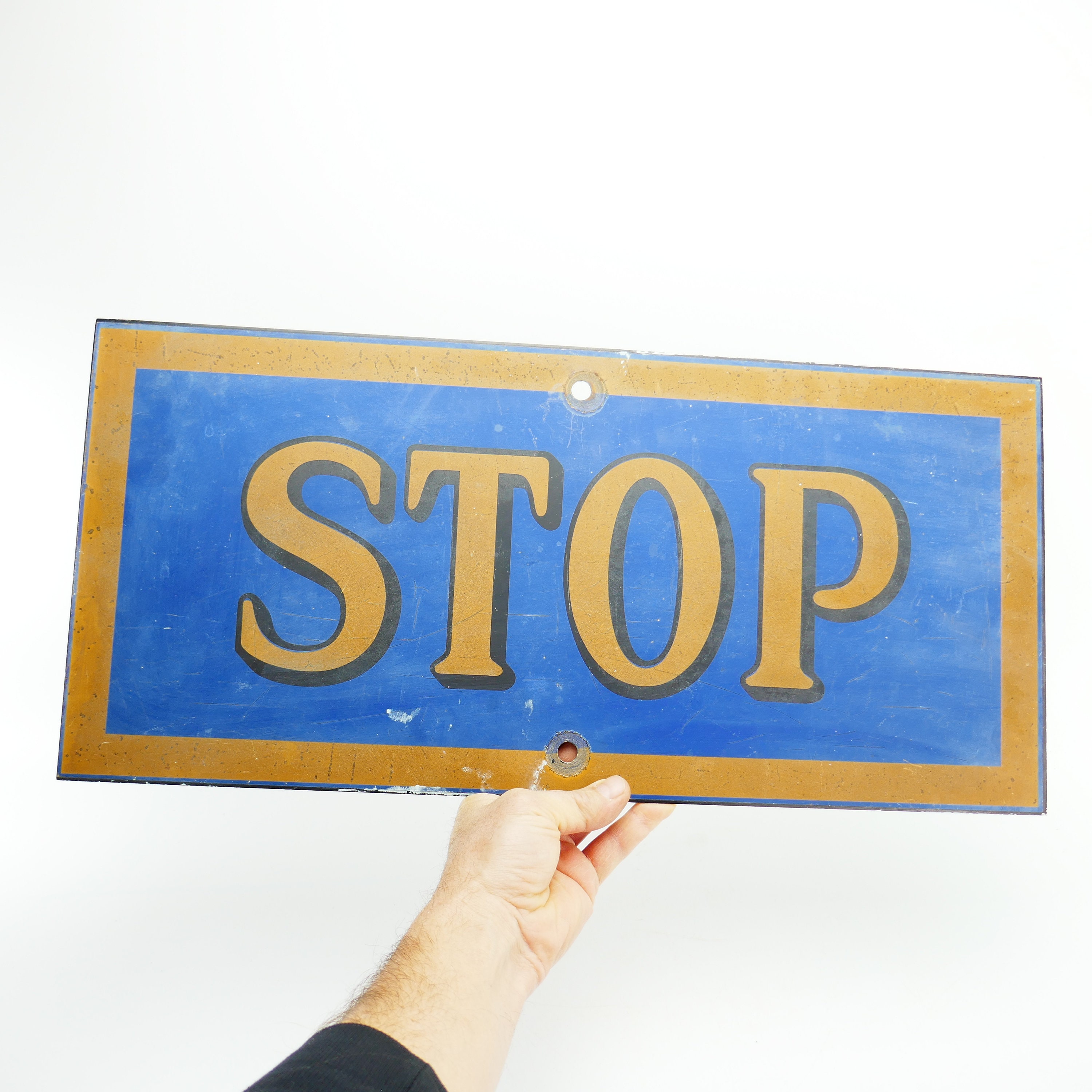 ヴィンテージ ストップ ブルー バス ストリート サイン 21 1/2X10'' 壁