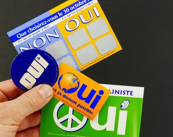 Original Vintage Collectible Lot Stickers Lottery Quebec Canada Memorabilia Parti Non Oui referendum