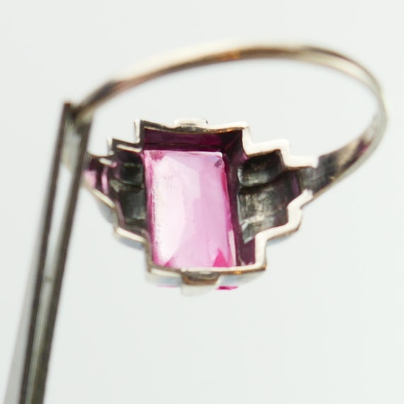 Vintage pink Sterling Silver 925 art deco Ring Si… - image 8