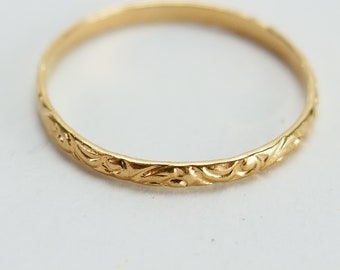 Vintage 14K yellow Gold band Ring Size 4 1/4 US minimalist stackable 1mm pinky mid finger - Fine Jewelry - Solid Gold