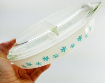 ヴィンテージパイレックススノーフレークキャセロール1個、1.5