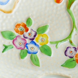 Vintage Japan K Trinket Dish Porcelain Divided Tray Floral Mid-century Fondue image 3